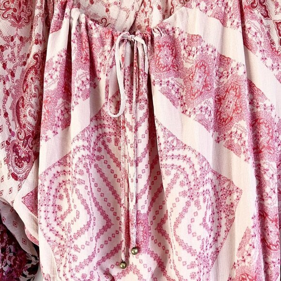 Free People Pink Puff Sleeve Billowy Open Back Mini Dress Women's Size Medium M - Picture 5 of 11